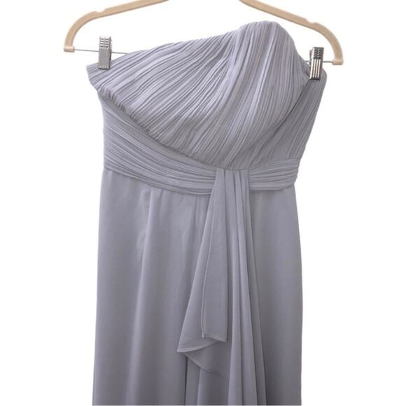 Lavish Alice Pleated Asymmetric Wide Leg Jumpsuit in Blue Gray Size 4 - Picture 4 of 11